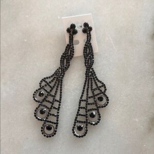Art Deco Black Crystal Earrings